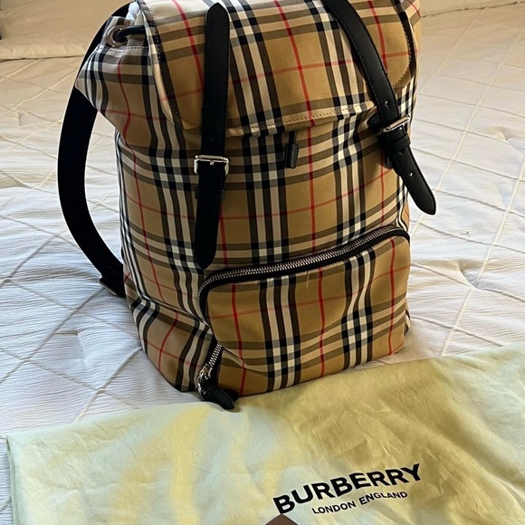 Burberry Vintage Check Backpack - Black, Red, and Tan - Picture 1 of 8